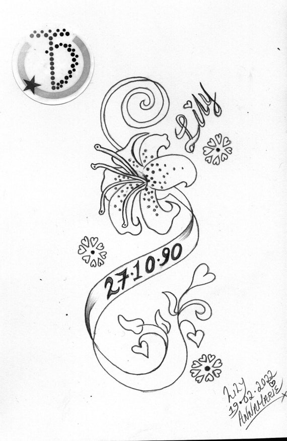 Lily Tattoo Outline - Etsy