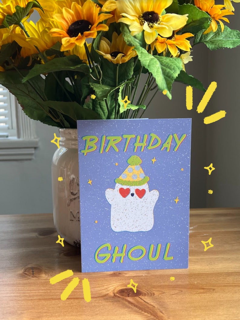 Birthday Ghoul Card Birthday Card Ghost Ghost Card Funny Birthday Card Spooky Card Greeting Card image 1
