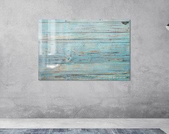 Magnetic Glass Board BLUE PLANKS VINTAGE 60x40cm Print Wall Art Decorative Wall Picture Tempered Glass Dry-erase Board Modern Home Decor