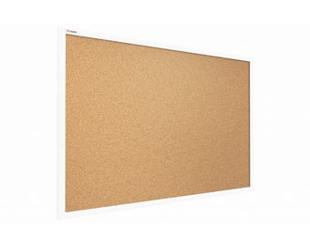 Cork notice board wooden natural white frame 100x80 cm