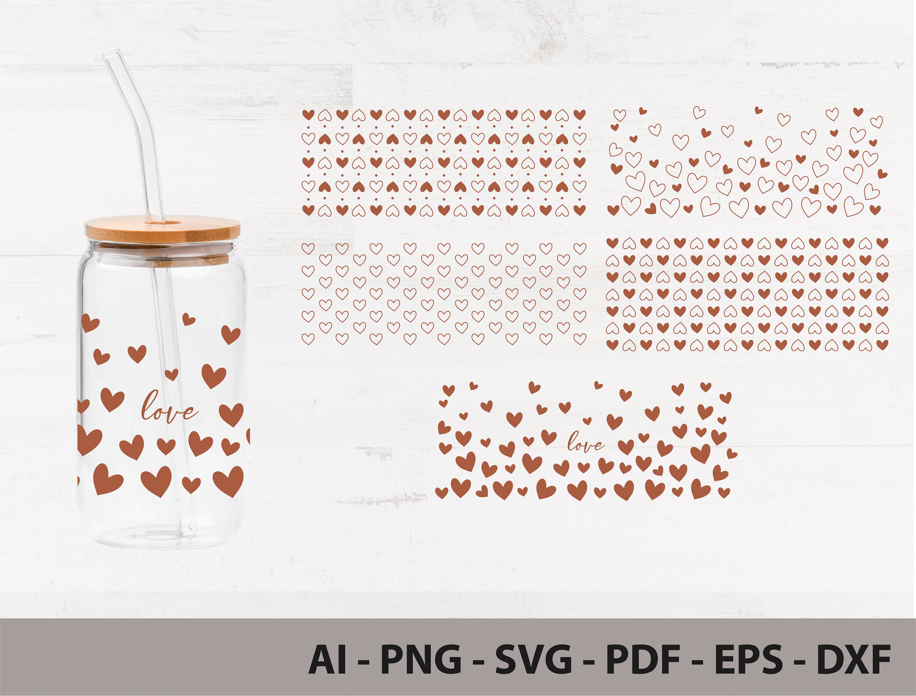 Beer Can Glass Svg Bundle, Valentines Day, Hearts LIBBEY GLASS SVG ...