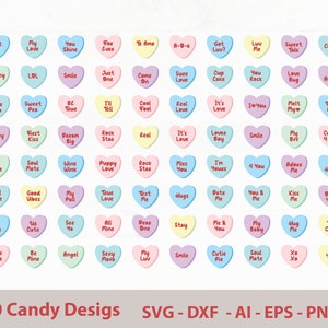 Candy Hearts SVG Valentines Day Funny Conversation Hearts