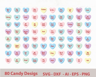 Candy Hearts SVG Valentines Day Funny Conversation Hearts