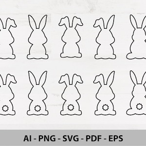 Easter Bunny Outline Shape SVG, Rabbit, Bunny Shape Svg, Outline Bunny Svg, Bunny Lineart, Easter Bunny, Digital Download for Cricut