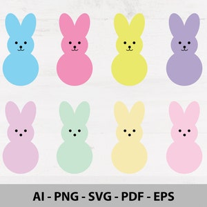Easter Bunny Peeps SVG Bundle Digital Download png, dxf, Easter Clipart - Marshmallow Peep Shirt, Easter Candy Peeps Cut File Cricut