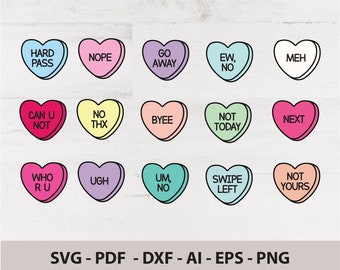 Rejection Conversation Candy Heart SVG Cut File for Cricut Silhouette