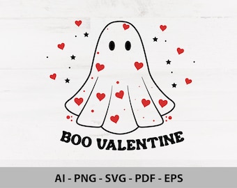 Boo Valentine, Heart Ghostie Spooky Valentine's Day SVG, Cricut file and PNG sublimation ready for print