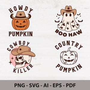 Western Halloween Bundle, Retro Halloween Designs, Western Halloween Sublimations, Vintage Halloween SVG, Retro Fall Autumn Sublimation