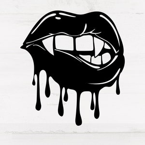 Halloween Vampire Lips SVG, Drip SVG, Spooky SVG, Trick Or Treat Svg, Ghost Svg, Png sublimation, Designs for Cricut, Black and White Png image 2