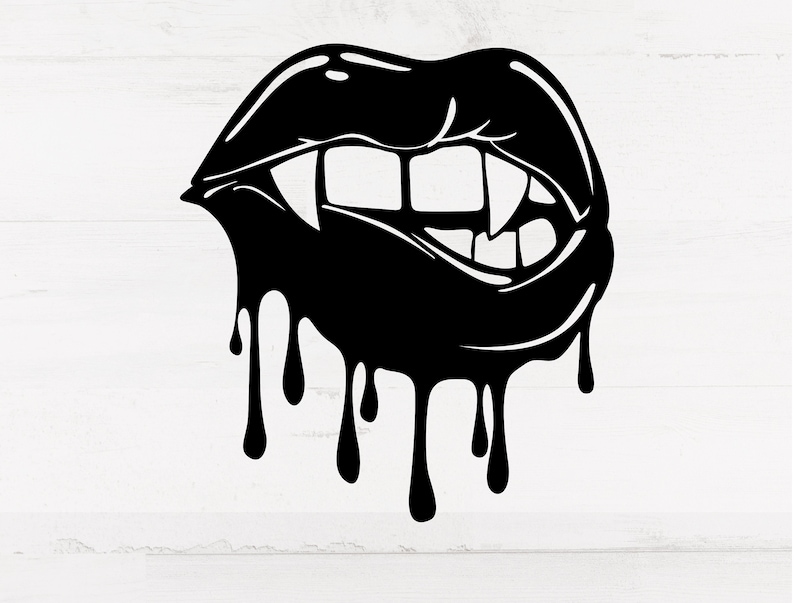 Halloween Vampire Lips SVG, Drip SVG, Spooky SVG, Trick Or Treat Svg, Ghost Svg, Png sublimation, Designs for Cricut, Black and White Png image 2