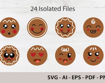 Gingerbread face svg bundle | Gingerbread emoticons svg