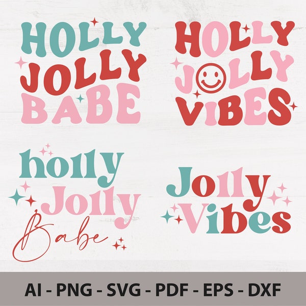 Holly Jolly Babe Vibes Christmas SVG PNG, Retro Sublimation, Christmas Shirt Design, Jolly Vibes, merry christmas PNG Sublimation