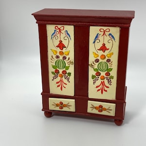 Artisan painted dollhouse cupboard