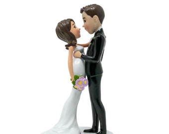 Wedding Cake Toppers Bride and Groom - 6 x 3.5 Inch Hand Painted Cake Decorations Mr and Mrs Figurines - Poly Resin Bride To Be Cake Topper