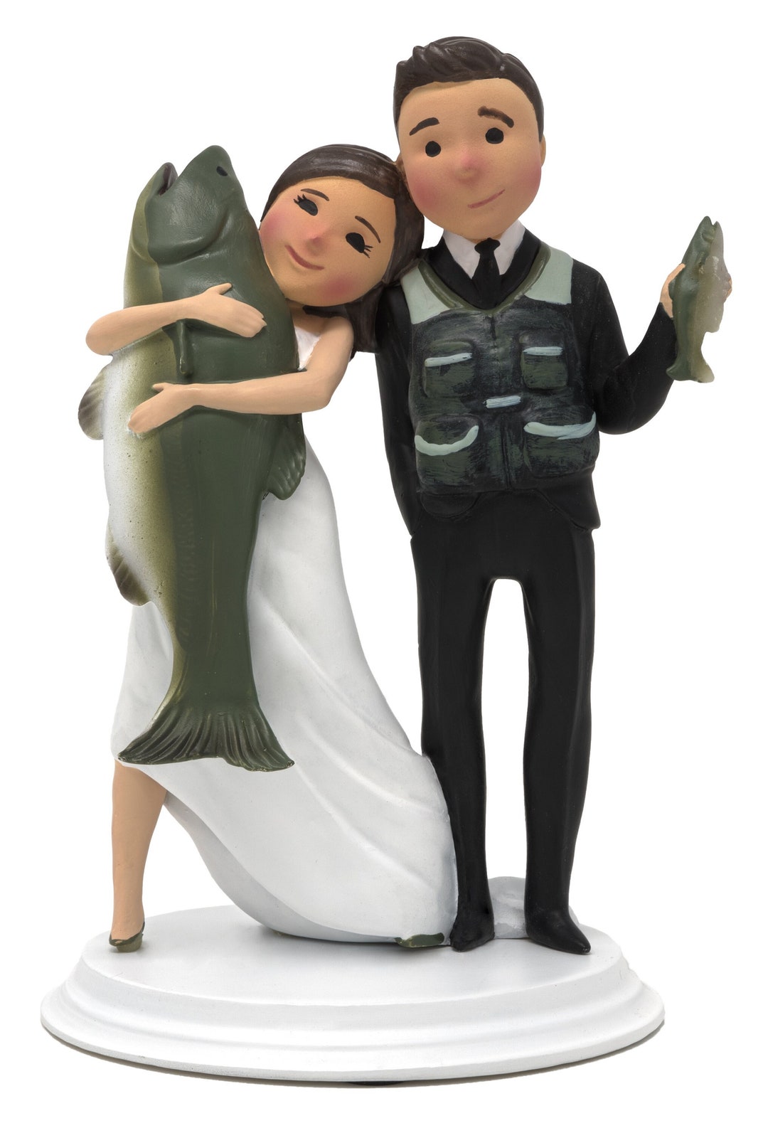 Unique and Funny Fishing Wedding Cake Toppers Bride and Groom