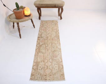 1x6 Patchwork Runner,Handmade,Vintage,Neutral Wool Rug,Turkish Kilim Rug,Home Decor,Bohemian Decor,Oriental,Oushak,Traditional,1.5x6.3 Ft