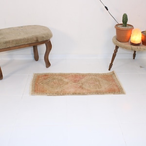 2x3, Orange Door Mat,Handmade,Vintage,Neutral Wool Rug,Turkish Kilim Rug,Home Decor,Bohemian Decor,Oriental,Oushak,Traditional,1.6x3.2 Ft