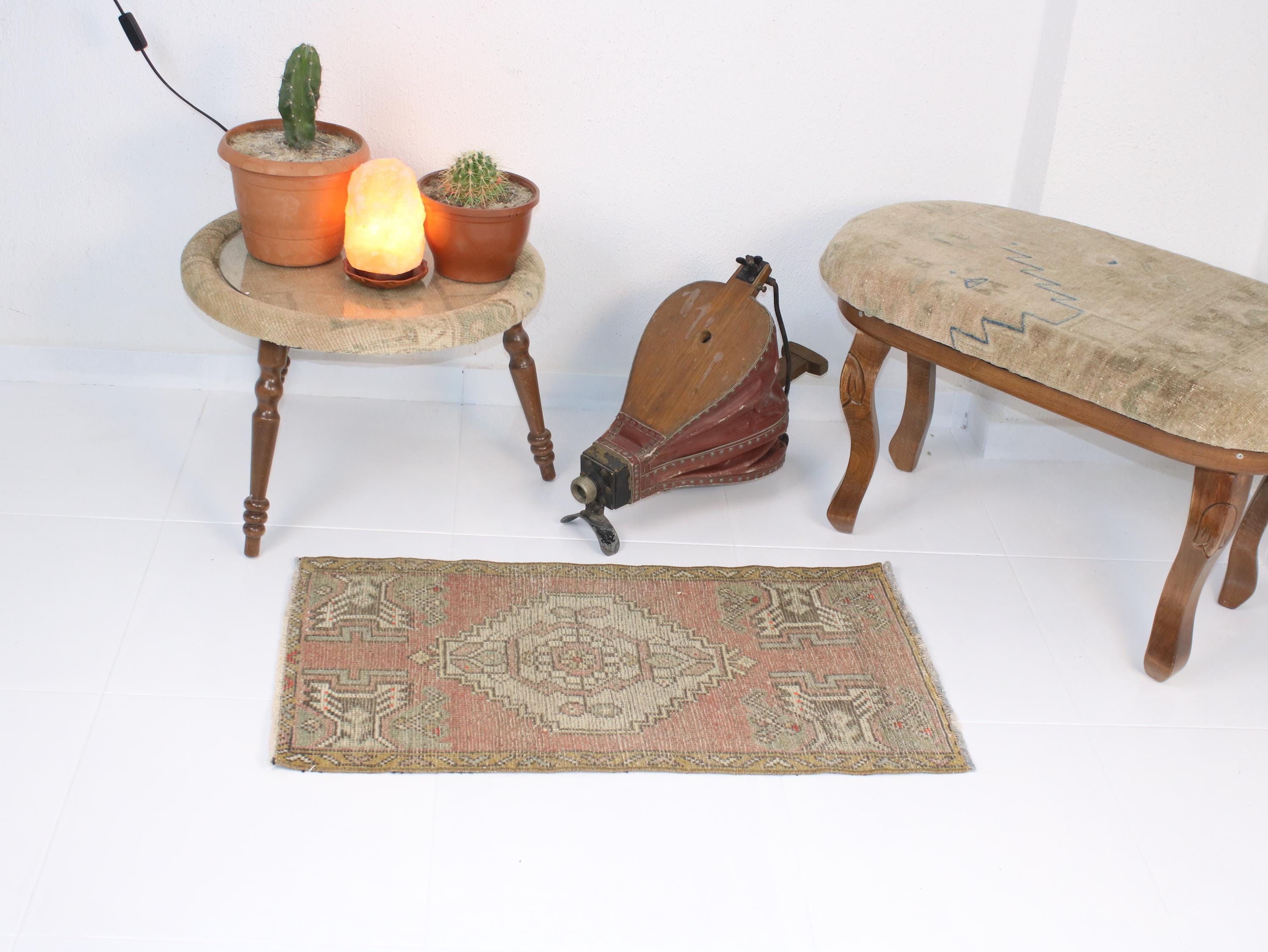 2x3 Red Door Mat,handmade,vintage,neutral Wool Rug,turkish Kilim