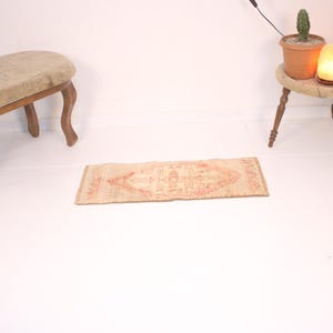 1x3 Red Door Mat,Handmade,Vintage,Neutral Wool Rug,Turkish Door Mat,Home Decor,Bohemian Decor,Oriental,Oushak,Traditional,1.2x2.8 Ft Doormat