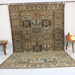 6x10 Persian Area Rug,Brown Area Rug,Handmade,Vintage,Neutral Wool,Heriz Area Rug,Home Decor,Bohemian Decor,Oriental,Traditional,6.2x10.2 Ft