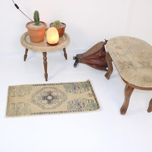 2x3 Distressed rug,Handmade,Vintage,Neutral Wool Rug,Turkish Kilim Rug,Home Decor,Bohemian Decor,Oriental,Oushak,Traditional,Anatique Rug