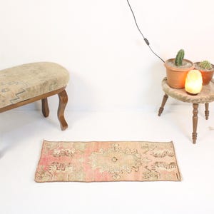 1x3 Red Door Mat,Handmade,Vintage,Neutral Wool Rug,Turkish Door Mat,Home Decor,Bohemian Decor,Oriental,Oushak,Traditional,1.3 x 3.2 Ft Rug