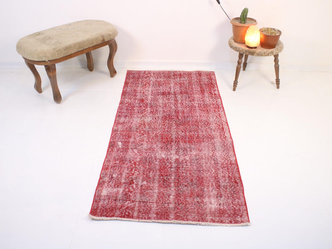 2x6 Red Kitchen Rug,handmade,moroccan, Vintage,neutral Wool,turkish ...