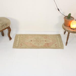 2x4 Red Door Mat,Handmade,Vintage,Neutral Wool Rug,Turkish Door Mat,Home Decor,Bohemian Decor,Oriental,Oushak,Traditional,1.7 x 3.7 Ft Rug