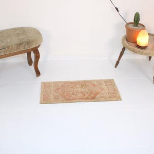 1x3 Red Door Mat,Handmade,Vintage,Neutral Wool Rug,Turkish Door Mat Rug,Home Decor,Bohemian Decor,Oriental,Oushak,Traditional,1.1x2.6 Ft Rug
