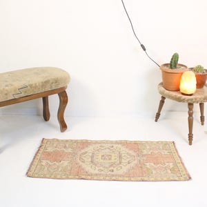 2x3 Red Door Mat,Handmade,Vintage,Neutral Wool Rug,Turkish Door Mat,Home Decor,Bohemian Decor,Oriental,Oushak,Traditional,1.6 x 3.4  FT Rug