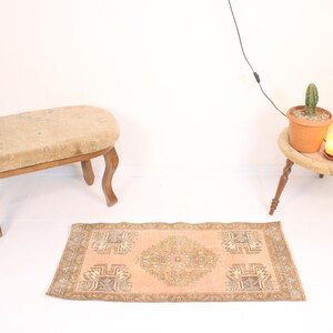 2x3 Red Brown Door Mat,Handmade,Vintage,Neutral Wool Rug,Turkish Small Rug,Home Decor,Bohemian Decor,Oriental,Oushak,Traditional,1.7x3.5 Ft