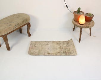 1x3 Beige Door Mat,Handmade,Vintage,Neutral Wool Rug,Turkish Door Mat,Home Decor,Bohemian Decor,Oriental,Oushak,Traditional,1.4x3.0 Door Mat