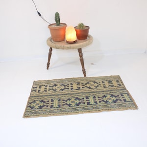 2x3 Blue Door Mat,Handmade,Vintage,Neutral Wool Rug,Turkish Rug,Home Decor,Bohemian Decor,Oriental,Oushak,Traditional,Anatolian, 2.0x3.1 Ft