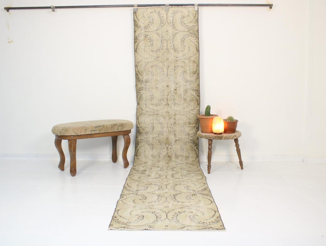 Beige Textured Runner Rug 2x11 Beige Runner Rug,handmade,vintage,neutral Wool Rug,turkish Runner ...