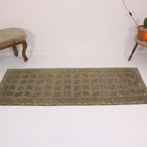 2x6 Small Runner Rug,Turkish Runner Rug,Handmade,Vintage,Neutral Wool Rug,Home Decor,Bohemian Decor,Oriental,Oushak,Traditional,2.5x6.4 Ft