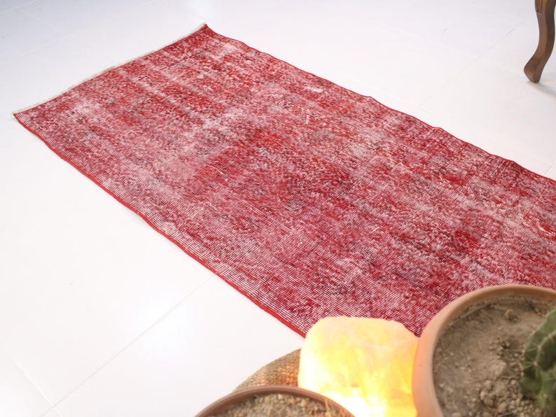 2x6 Red Kitchen Rug,handmade,moroccan, Vintage,neutral Wool,turkish ...
