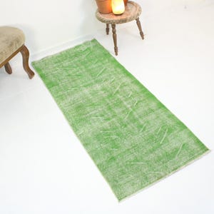 2x6 Green Runner Rug,Handmade,Vintage,Neutral Wool Rug,Turkish Runner Rug,Home Decor,Bohemian Decor,Oriental,Oushak,Traditional,2.4x5.9 Ft