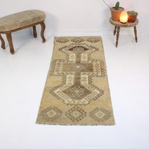 2x6 Brown Runner Rug,Handmade,Vintage,Neutral Wool Rug,Turkish Runner Rug,Home Decor,Bohemian Decor,Oriental,Oushak,Authentic,2.5x6.2 Ft Rug