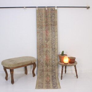 2x8 Red Blue Patchwork Runner, Handmade, Vintage Turkish Runner,Moroccan Rug,1.7x8.0