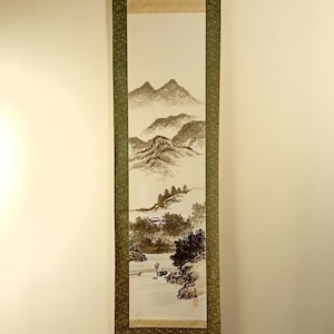Rotolo giapponese d'epoca, Sumi-e, dipinto a inchiostro su washi, Kakejiku, Kakemono, arazzo da parete, n. 459, lungo, 210 cm