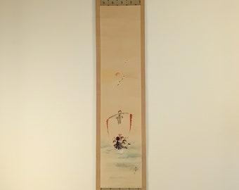 Antique Japanese Scroll, Sumi-e, Scroll Painting, Kakejiku, Kakemono, Japan Wall Hanging Scroll, #411, Japan Landscape