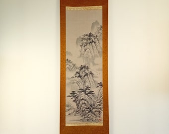 Vintage Japanese Scroll, Sumi-e, Ink Painting, Kakejiku, Kakemono