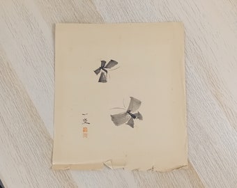Sumi-e japonais antique, peinture à l'encre d'eau du Japon, art du japon, art mural japon, n° 1002, nature japonaise