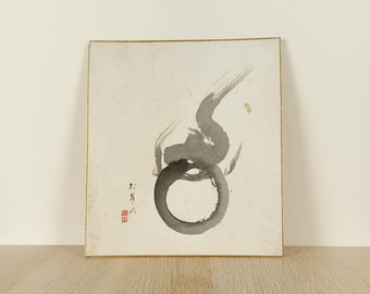 Antique Japanese Calligraphy, Japan Shikishi, Japan Zen Calligraphy, Japan Art, Calligraphy on Cardboard, #2502, Zen