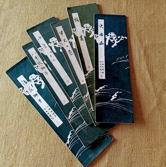 Six Japanese Orihon Music Books – Takeyūsha Series (Antique, Taishō era, 1919–1922)