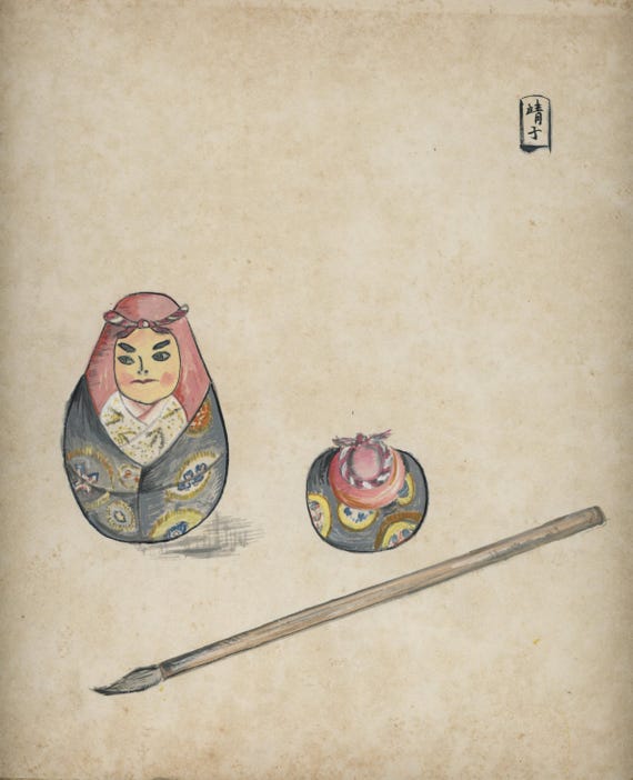 Vintage Shikishi Ink Painting, Original Japanese Sumi-e, Early-Mid 20th Century (Showa), Washi paper, cardboard, Wall Hanging