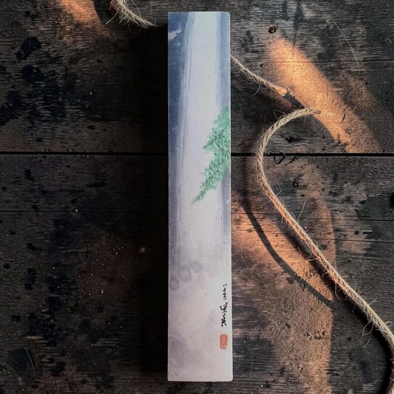 Vintage early Shōwa Japanese painting tanzaku – mountain waterfall