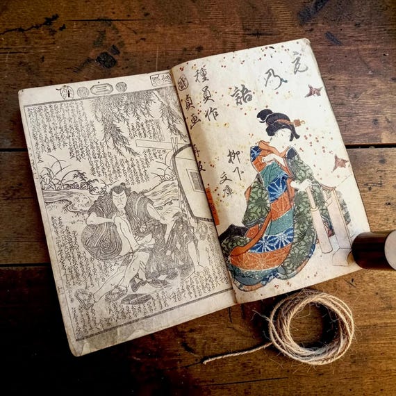 Antique Edo Japanese woodblock book, illustrated, Ryukatei Tanekazu, Utagawa Kunisada, single volume