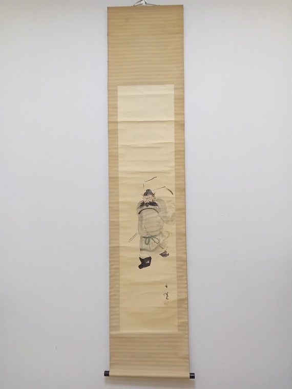 Antique Japanese Scroll , Ink Painting, Sumi-e, Kakejiku, Kakemono, Japan Wall Hanging, #294