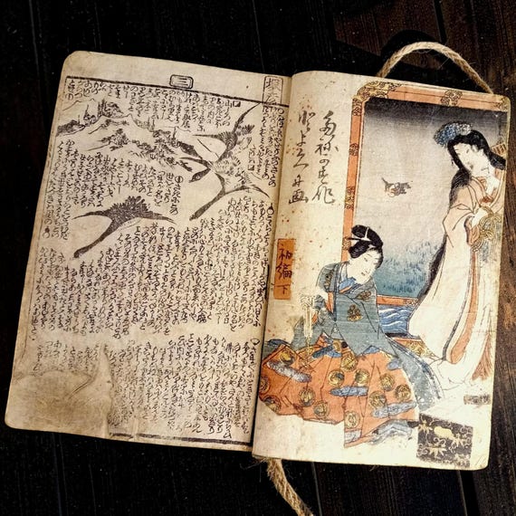 Antique Edo Japanese woodblock book, illustrated, Ryukatei Tanekazu, Utagawa Kunisada, single volume